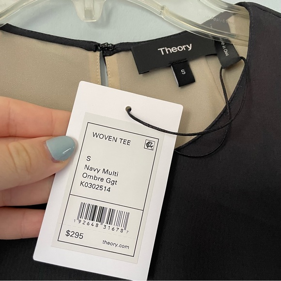 NEW Theory Ombré Silk Navy T-Shirt - Picture 5 of 5